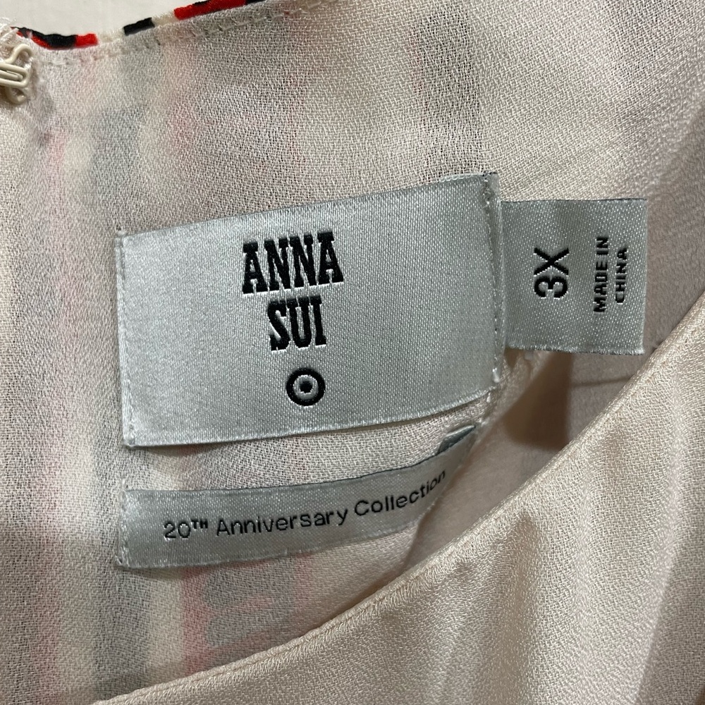 Anna Sui 3X Target Silk Printed Off the Shoulder Mini Dress NWOT - Picture 3 of 9